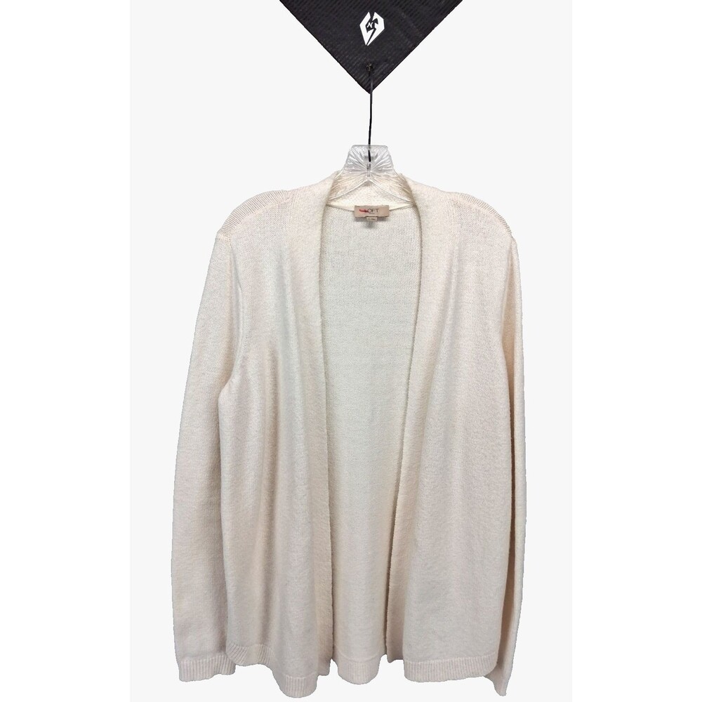 Loft Outlet Women's Ivory Long Sleeve Warm Cozy Open Front Cardigan Sweater M